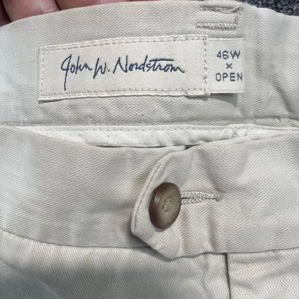 John W. Nordstrom Classic Pleated Trousers 46 Cream Tencel Blend Quiet Luxury